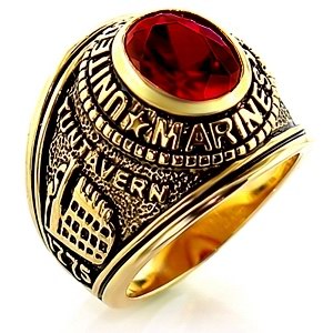 5CT RUBY CZ ''MARINES'' MENS RING 18KRGP-sz10/11/12